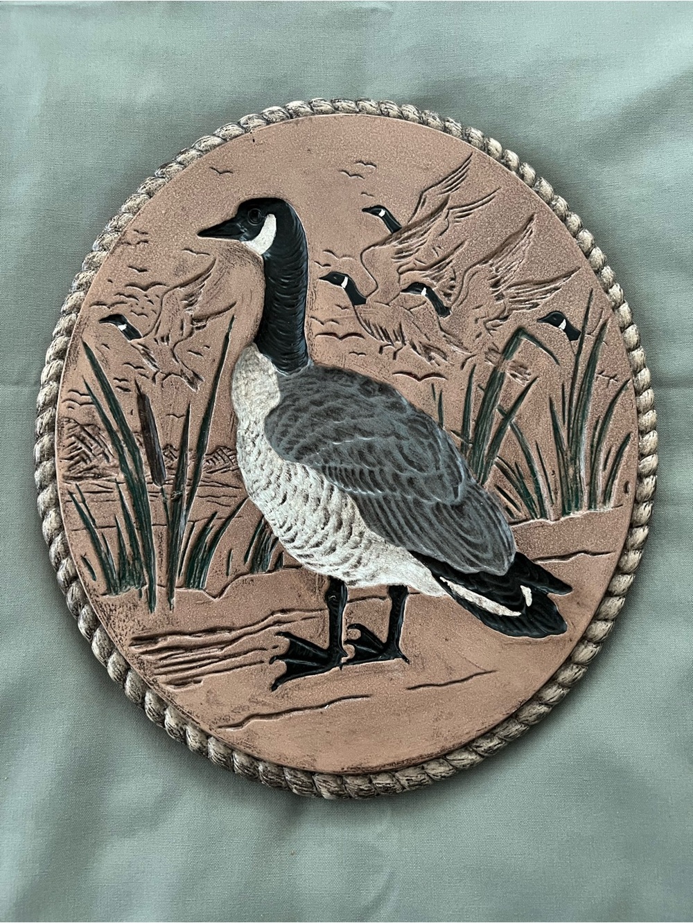 Vintage Handcrafted Ceramic Canada Goose Wall Plaque Hanging 1980’s